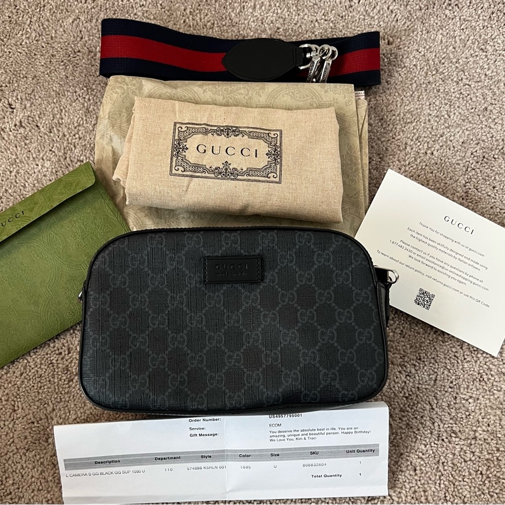 Authentic Gucci Black Bag with Red and Blue Strap - Picture 6 of 8